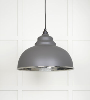 From The Anvil Hammered Nickel Harborne Pendant In Bluff