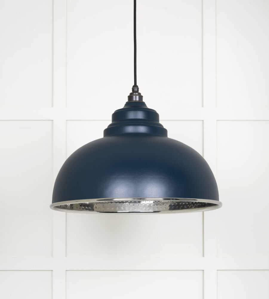 From The Anvil Hammered Nickel Harborne Pendant in Dusk