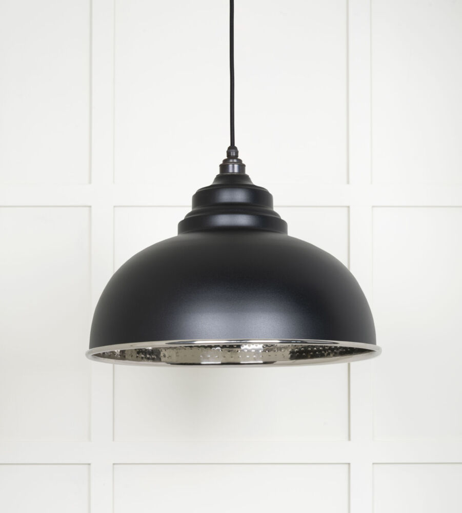 From The Anvil Hammered Nickel Harborne Pendant in Elan Black - Image 3