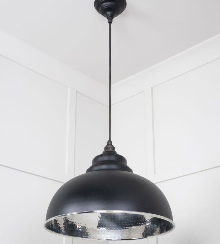 From The Anvil Hammered Nickel Harborne Pendant in Elan Black - Image 4