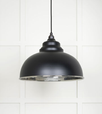 From The Anvil Hammered Nickel Harborne Pendant In Elan Black