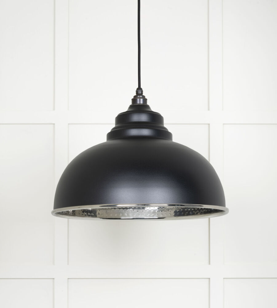 From The Anvil Hammered Nickel Harborne Pendant in Elan Black