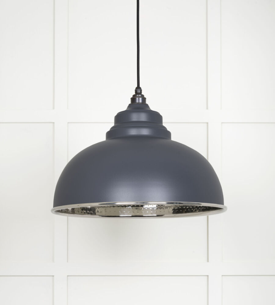 From The Anvil Hammered Nickel Harborne Pendant in Slate - Image 3