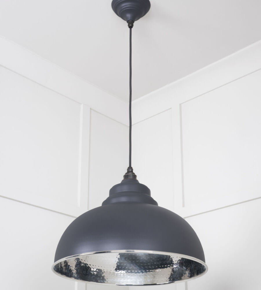From The Anvil Hammered Nickel Harborne Pendant in Slate - Image 4