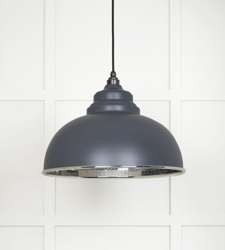 From The Anvil Hammered Nickel Harborne Pendant in Slate