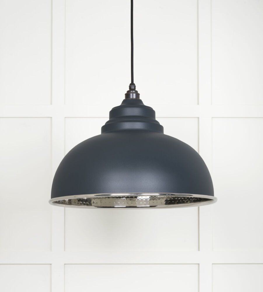 From The Anvil Hammered Nickel Harborne Pendant in Soot - Image 3
