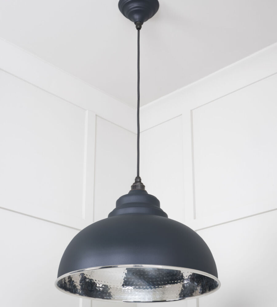 From The Anvil Hammered Nickel Harborne Pendant in Soot - Image 4