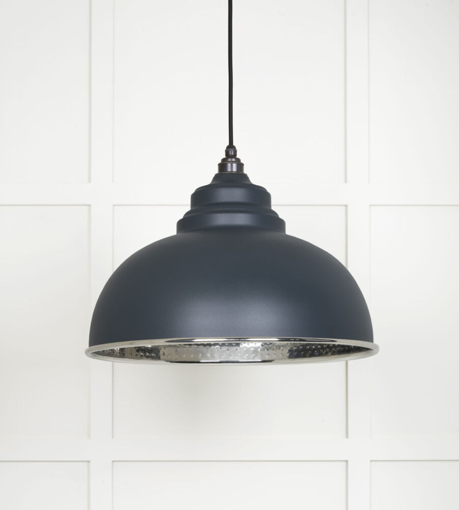 From The Anvil Hammered Nickel Harborne Pendant in Soot