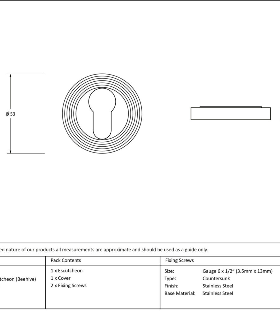 From The Anvil Polished Chrome Round Euro Escutcheon (Beehive) - Image 2
