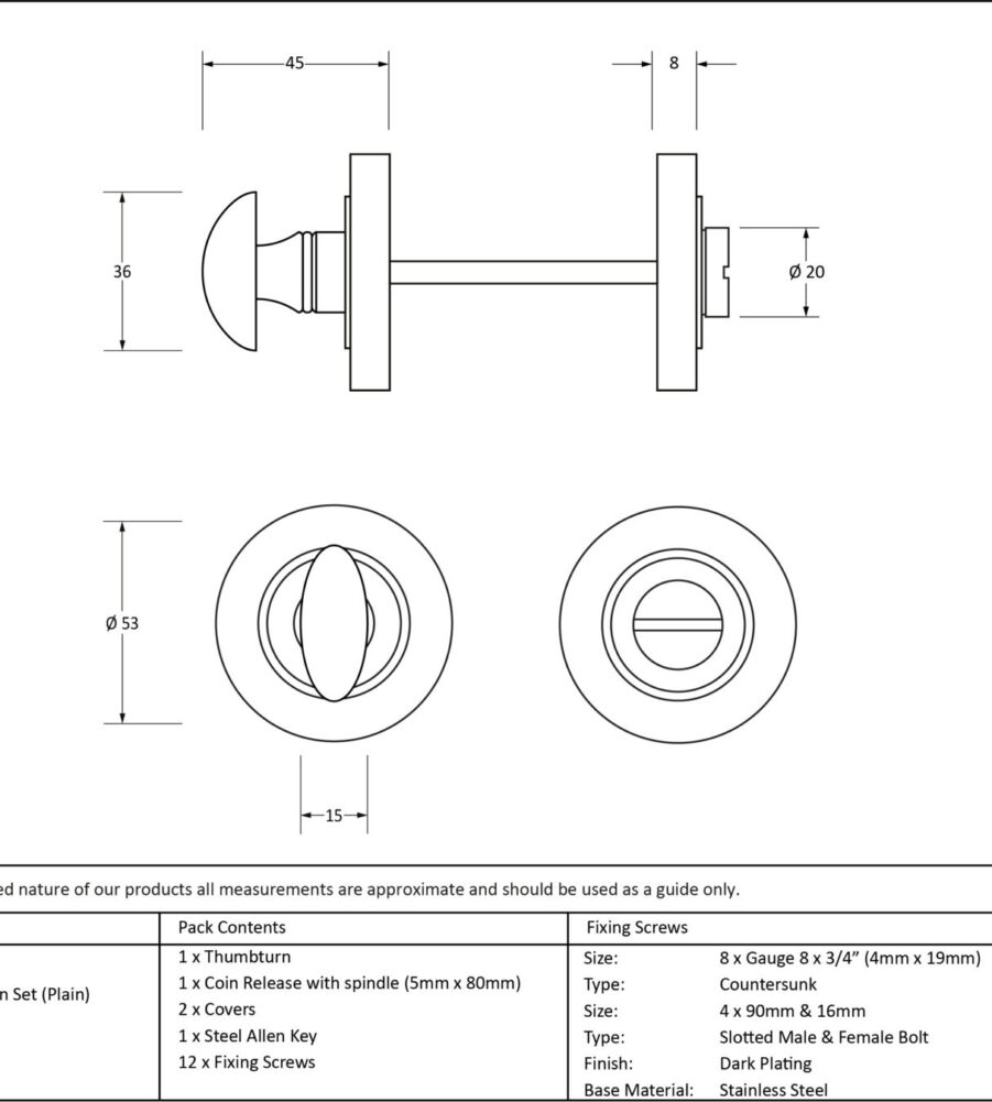 From The Anvil Aged Brass Round Thumbturn Set (Plain) - Image 2