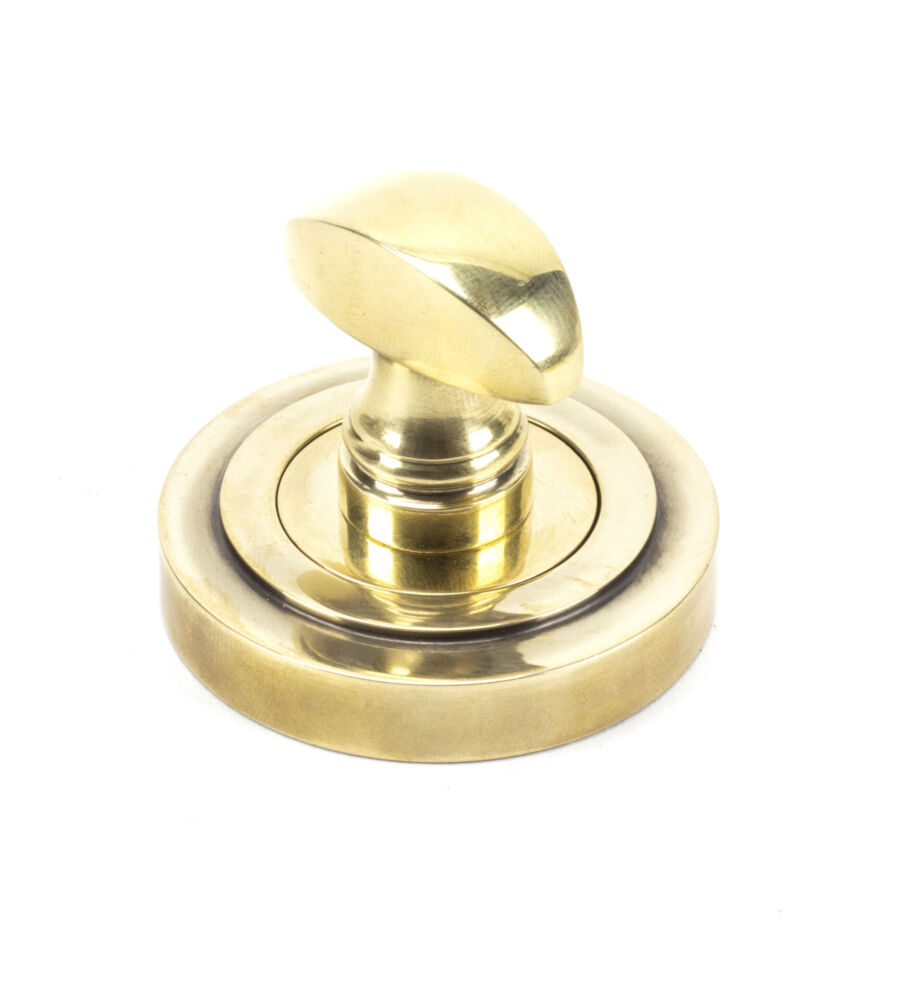 From The Anvil Aged Brass Round Thumbturn Set (Art Deco) - Image 3