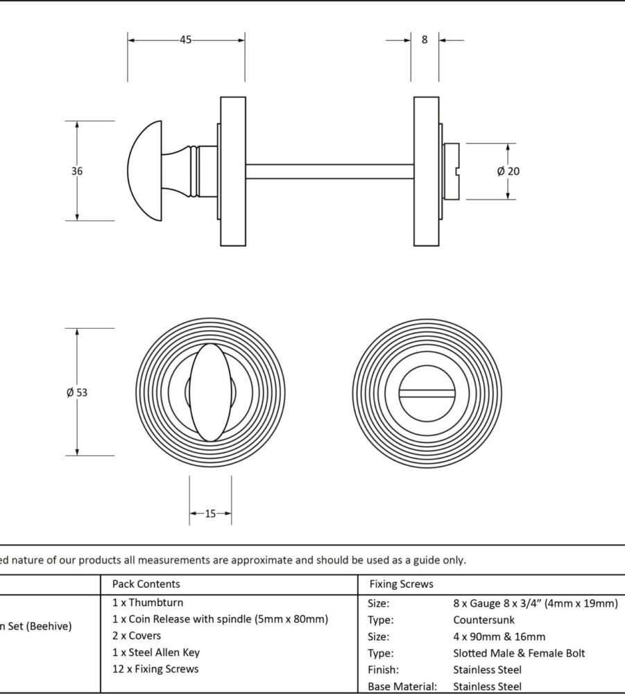 From The Anvil Polished Nickel Round Thumbturn Set (Beehive) - Image 2