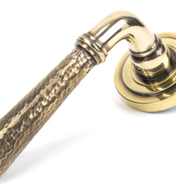 From The Anvil Aged Brass Hammered Newbury Lever on Rose Set (Art Deco)