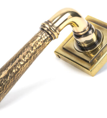 From The Anvil Aged Brass Hammered Newbury Lever On Rose Set (Square)