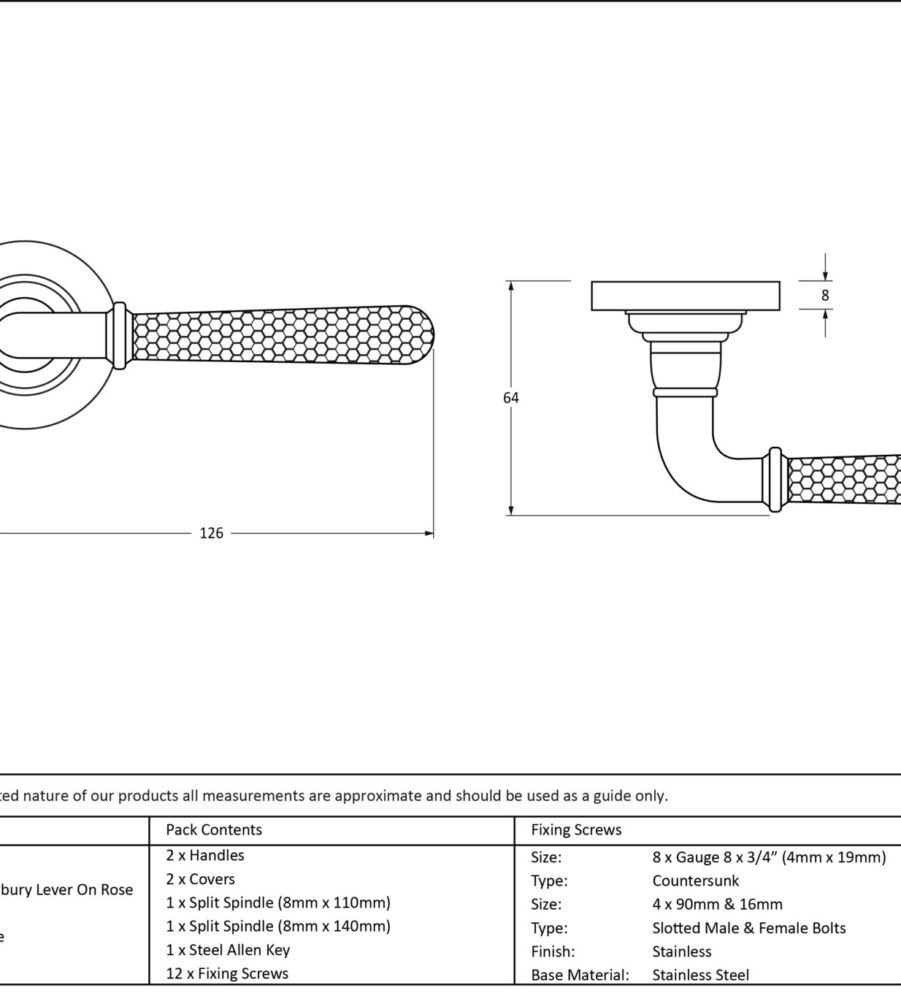 From The Anvil Pol. Chrome Hammered Newbury Lever on Rose Set (Plain) - Image 2