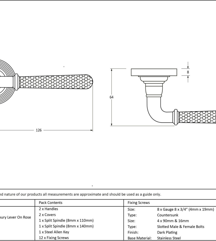 From The Anvil Pol. Bronze Hammered Newbury Lever on Rose Set (Beehive) - Image 2