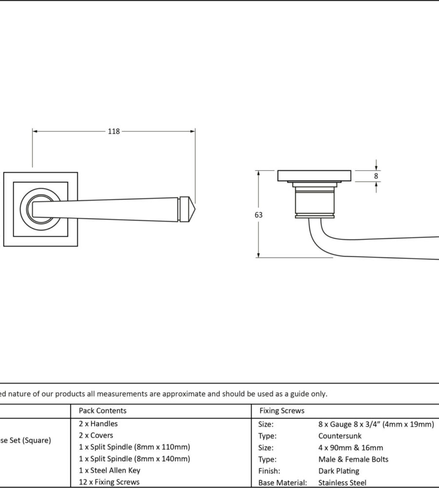From The Anvil Aged Bronze Avon Round Lever on Rose Set (Square) - Image 2