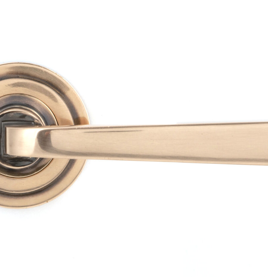 From The Anvil Polished Bronze Avon Round Lever on Rose Set (Art Deco) - Image 3