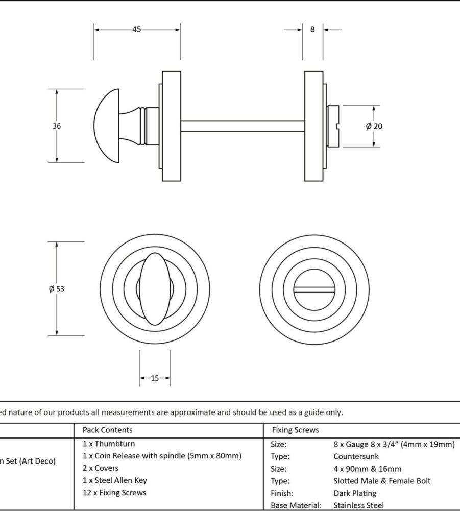 From The Anvil Polished Bronze Round Thumbturn Set (Art Deco) - Image 2