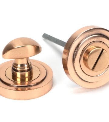 From The Anvil Polished Bronze Round Thumbturn Set (Art Deco)