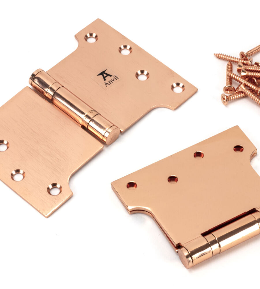 From The Anvil Polished Bronze 4" x 4" x 6"  Parliament Hinge (pair) ss - Image 3