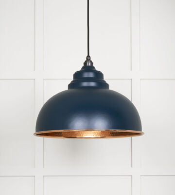 From The Anvil Hammered Copper Harborne Pendant in Dusk