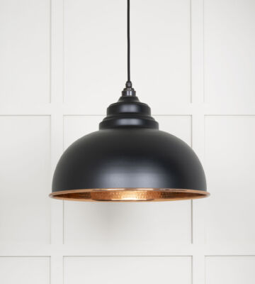 From The Anvil Hammered Copper Harborne Pendant in Elan Black