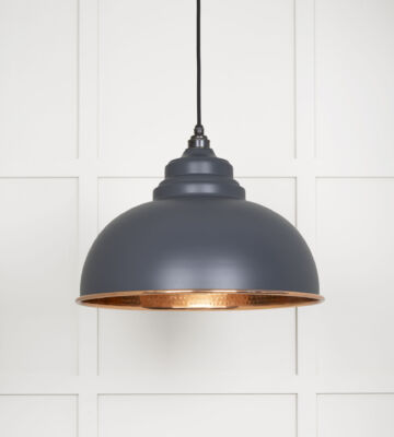 From The Anvil Hammered Copper Harborne Pendant in Slate