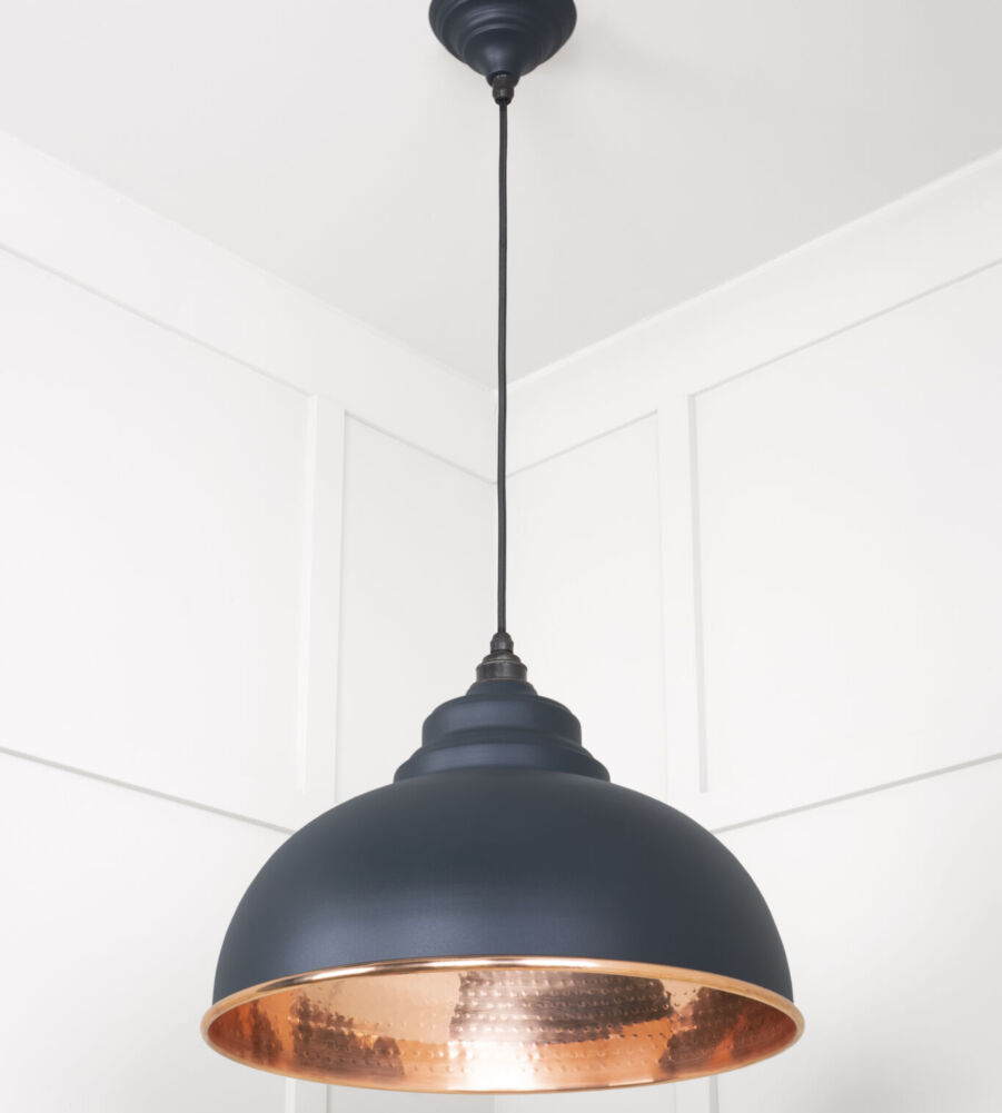 From The Anvil Hammered Copper Harborne Pendant in Soot - Image 4