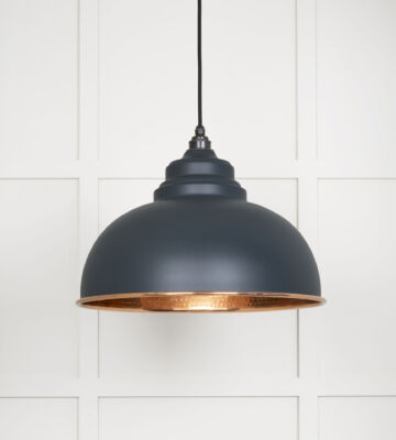 From The Anvil Hammered Copper Harborne Pendant in Soot