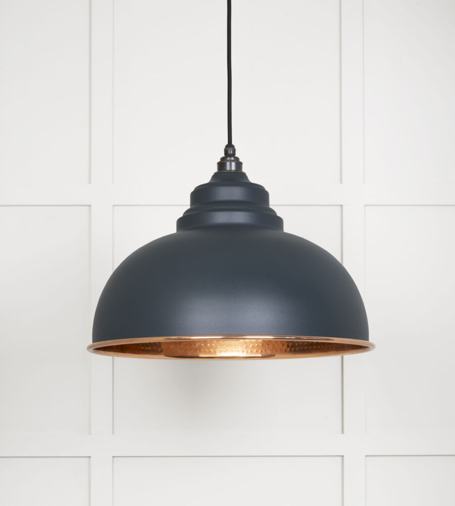 From The Anvil Hammered Copper Harborne Pendant in Soot