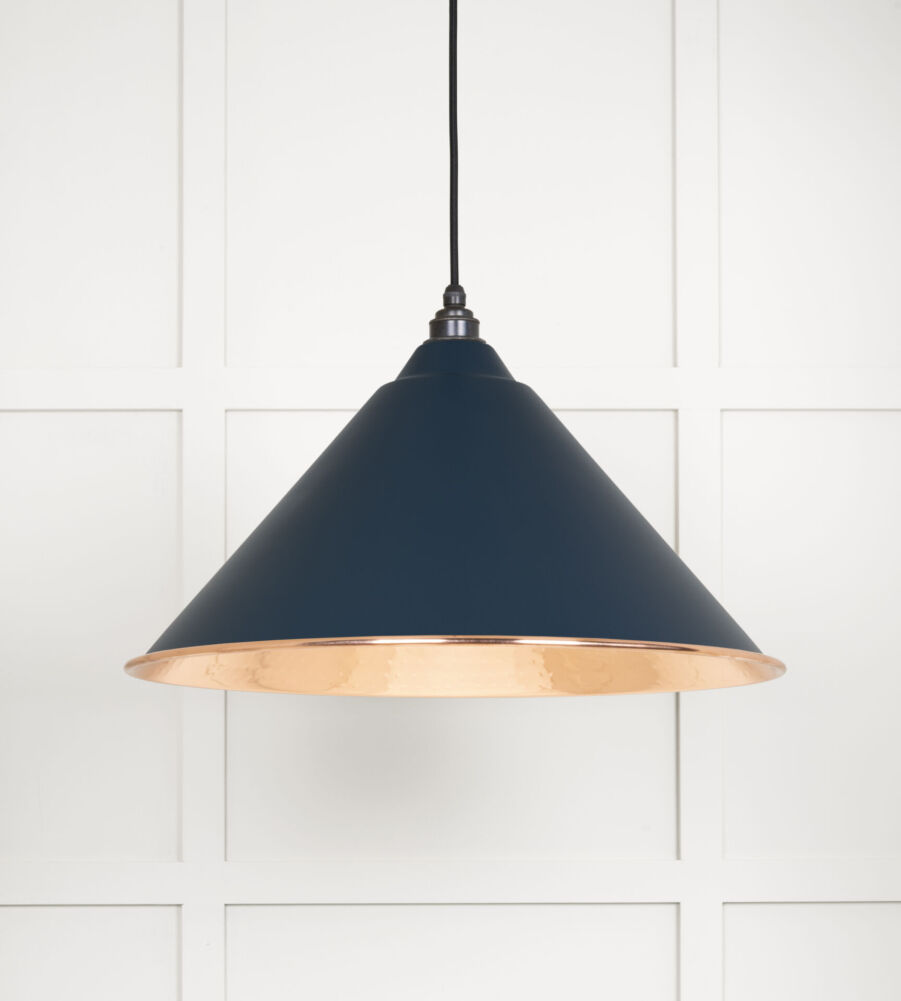 From The Anvil Hammered Copper Hockley Pendant in Dusk
