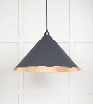 From The Anvil Hammered Copper Hockley Pendant In Slate