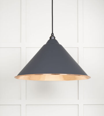 From The Anvil Hammered Copper Hockley Pendant in Slate