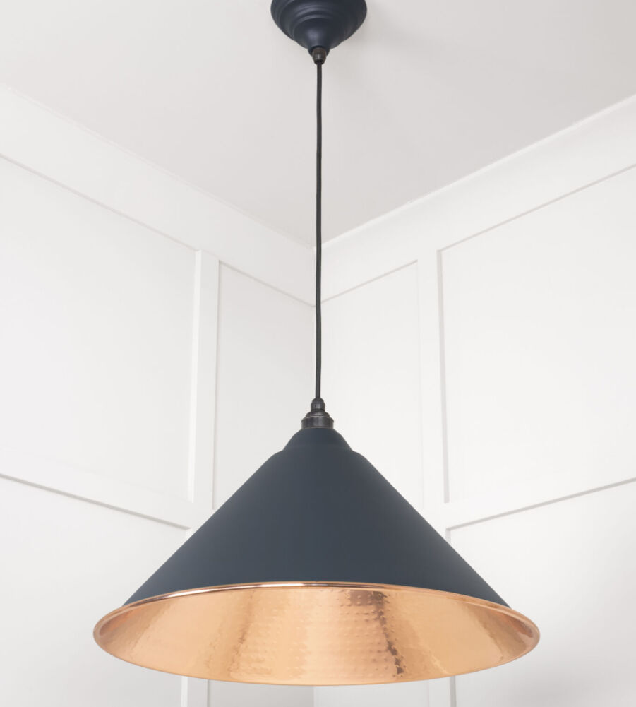 From The Anvil Hammered Copper Hockley Pendant in Soot - Image 4