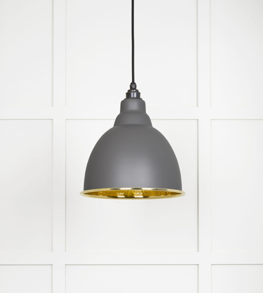 From The Anvil Hammered Brass Brindley Pendant in Bluff - Image 3