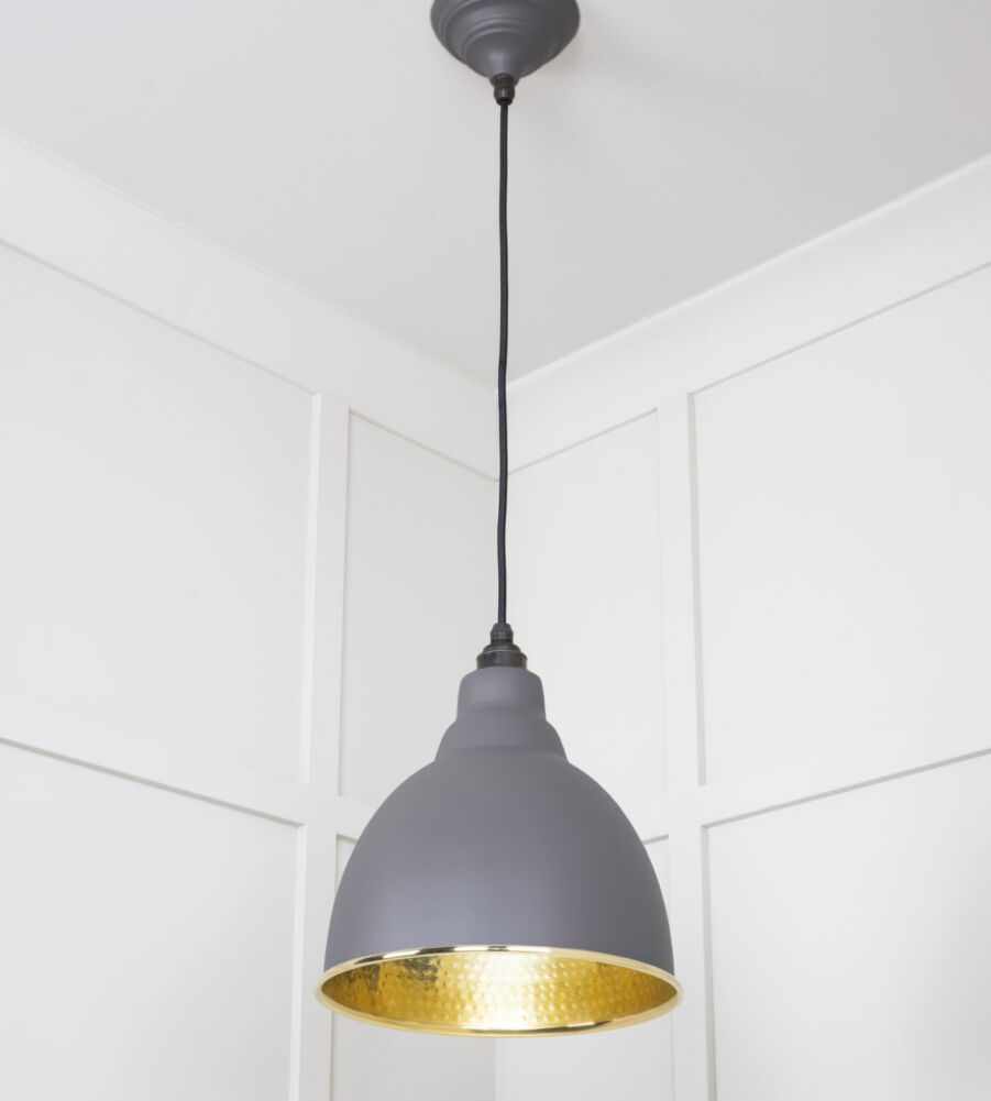 From The Anvil Hammered Brass Brindley Pendant in Bluff - Image 4