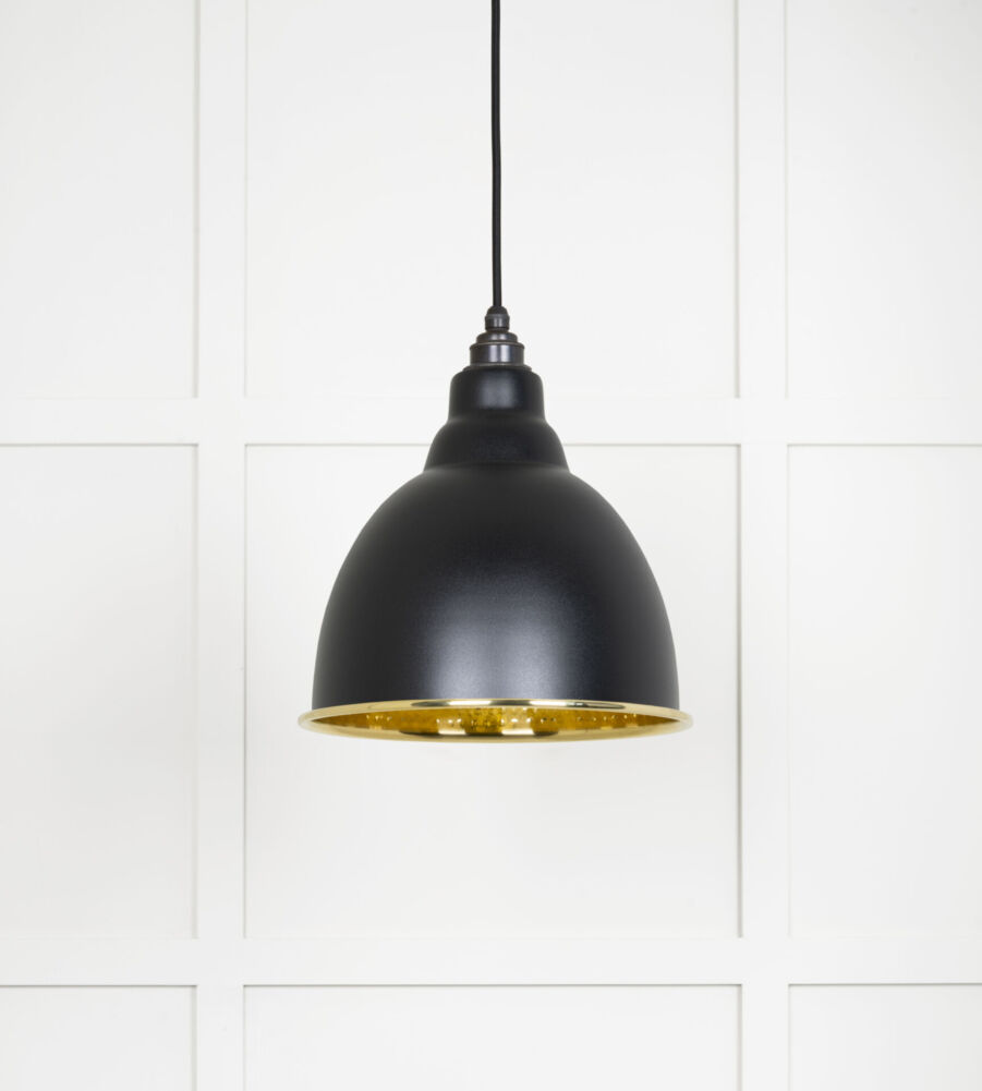 From The Anvil Hammered Brass Brindley Pendant in Elan Black - Image 3