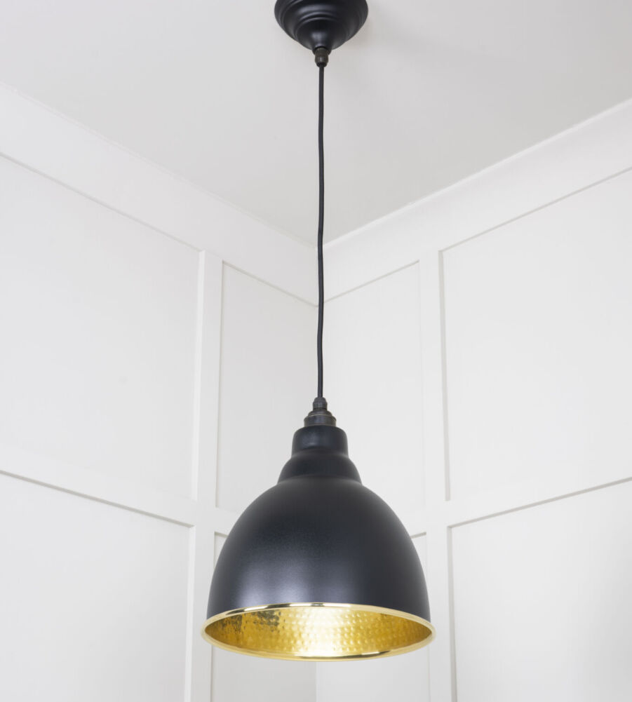 From The Anvil Hammered Brass Brindley Pendant in Elan Black - Image 4