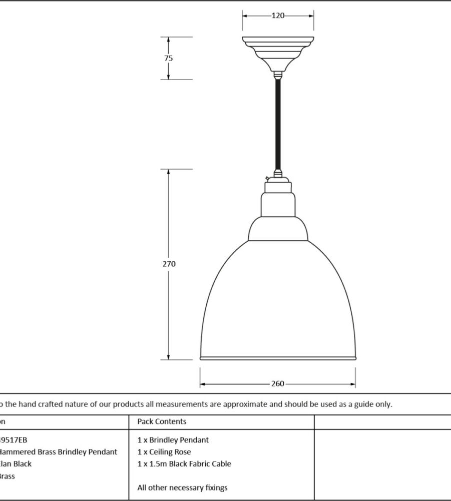 From The Anvil Hammered Brass Brindley Pendant in Elan Black - Image 2