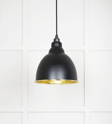 From The Anvil Hammered Brass Brindley Pendant In Elan Black