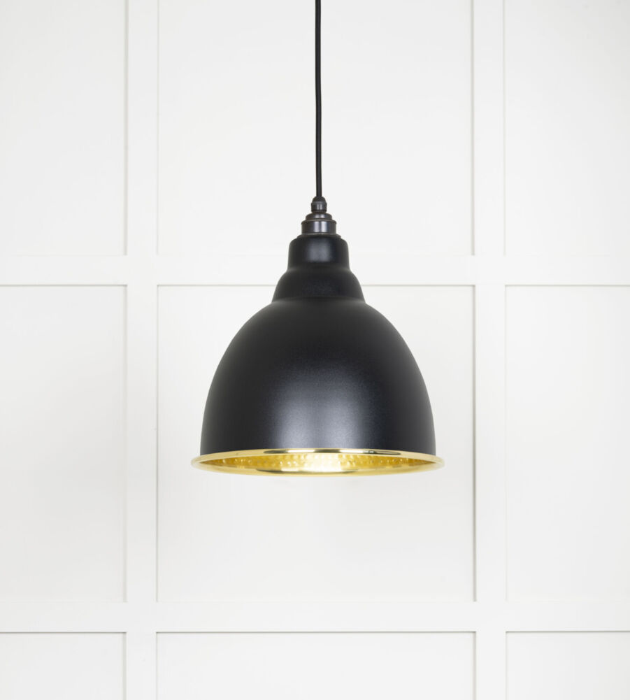 From The Anvil Hammered Brass Brindley Pendant in Elan Black