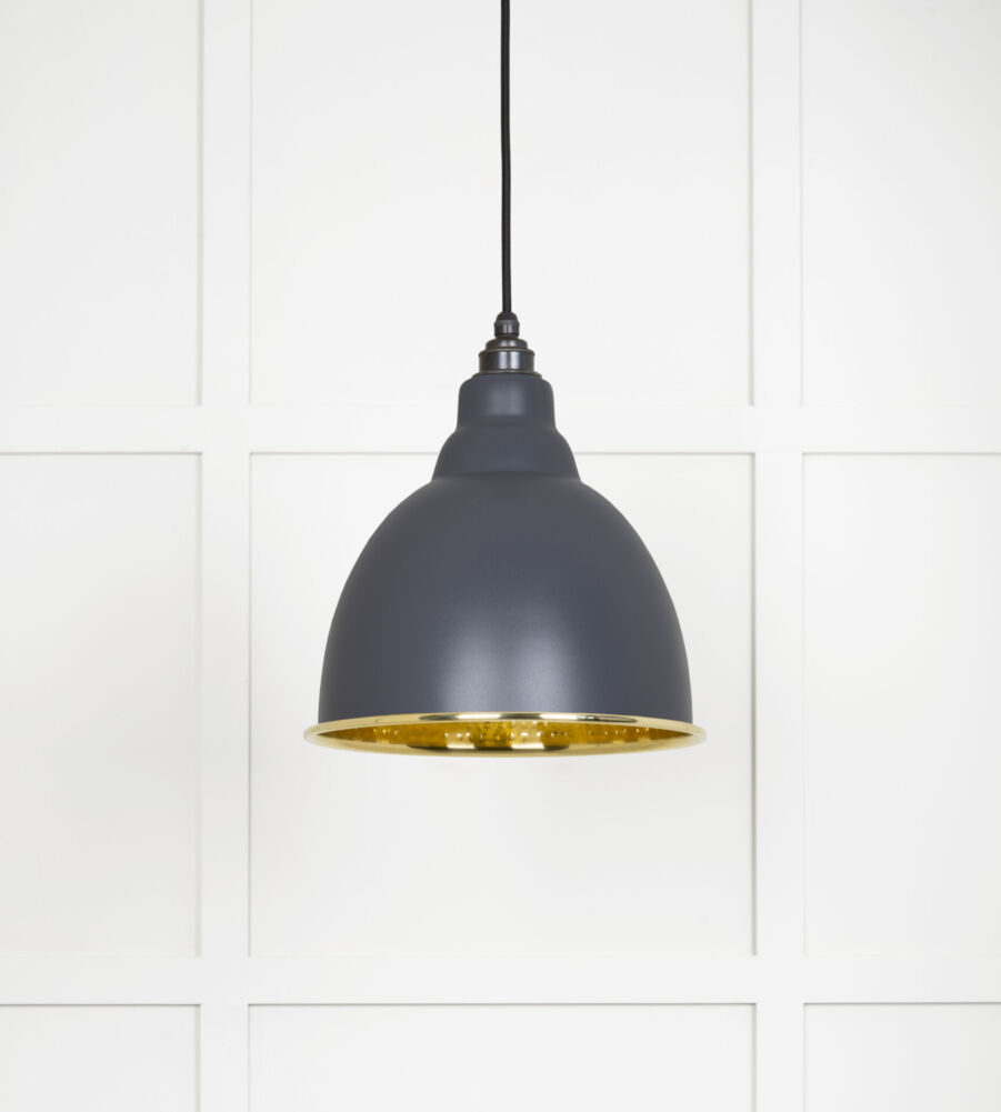 From The Anvil Hammered Brass Brindley Pendant in Slate - Image 3