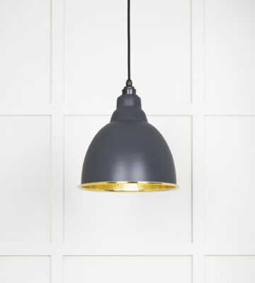 From The Anvil Hammered Brass Brindley Pendant In Slate