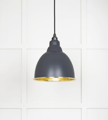 From The Anvil Hammered Brass Brindley Pendant in Slate