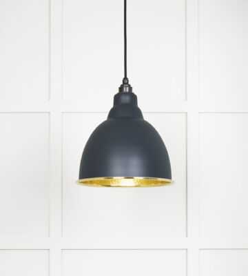From The Anvil Hammered Brass Brindley Pendant In Soot