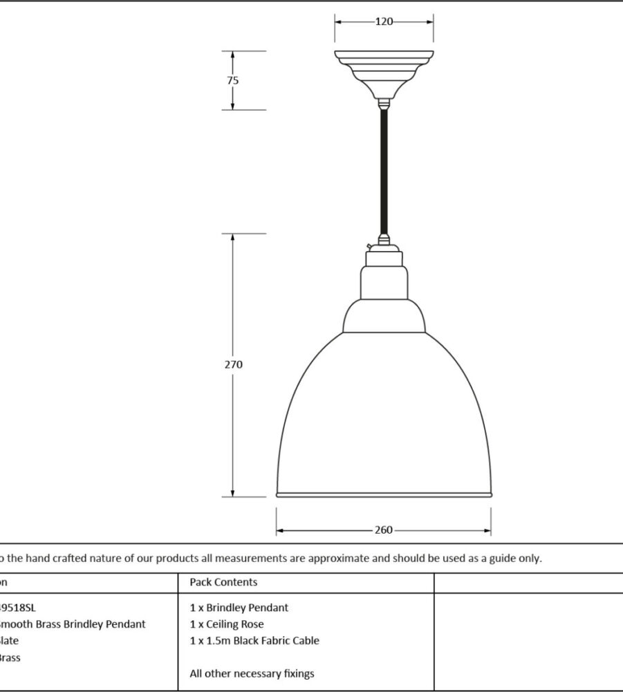 From The Anvil Smooth Brass Brindley Pendant in Slate - Image 2