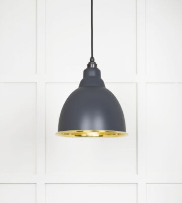 From The Anvil Smooth Brass Brindley Pendant In Slate