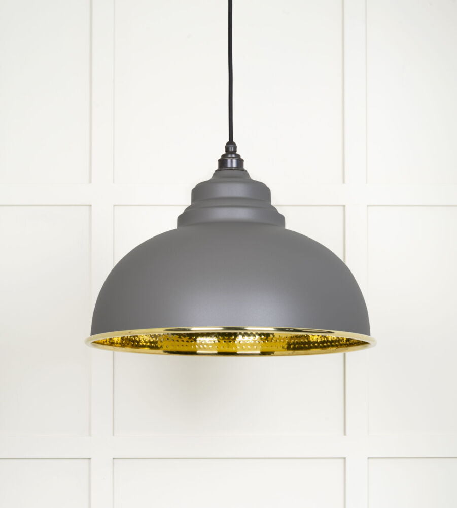 From The Anvil Hammered Brass Harborne Pendant in Bluff - Image 3