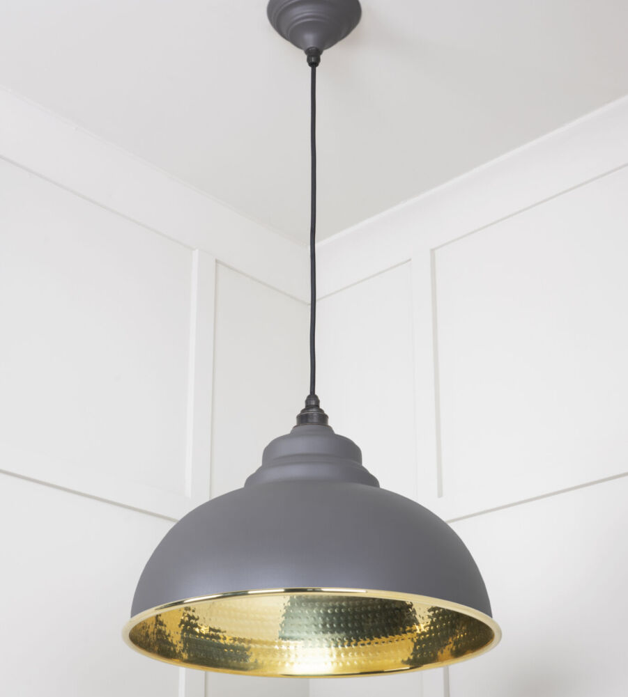 From The Anvil Hammered Brass Harborne Pendant in Bluff - Image 4